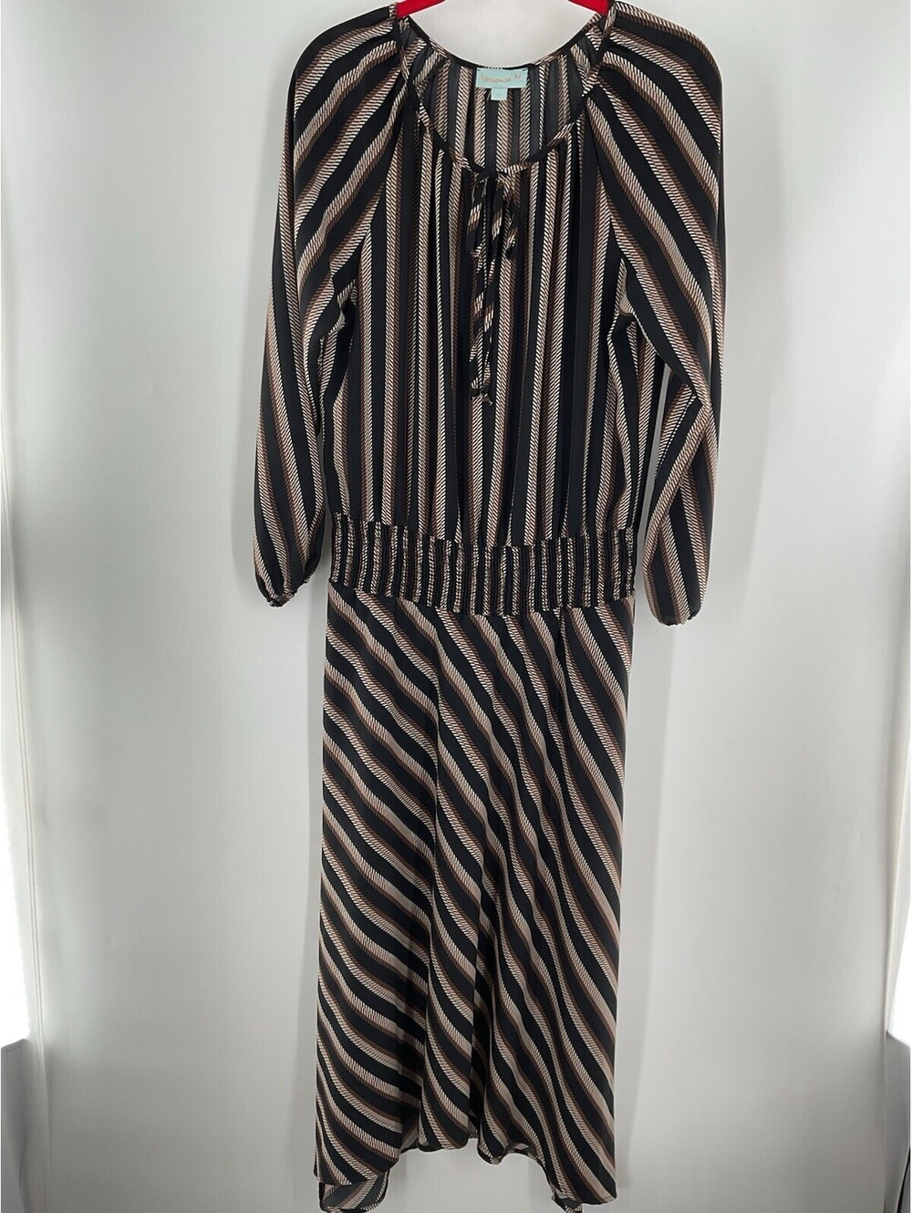 Veronica M. Women’s Large Striped Maxi Dress Smocked Longsleeve 130